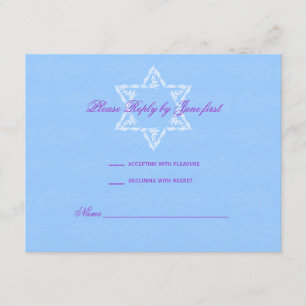 Hailey Bat Mitzvah Invitation with Damask RSVP