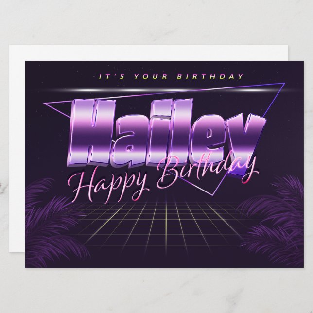 Hailey name first name lila retro card birthday (Front/Back)
