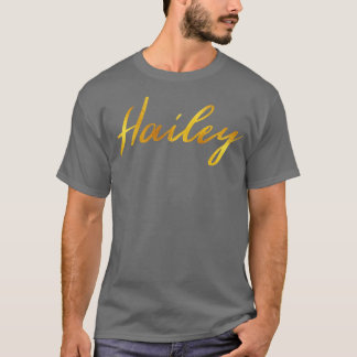 Hailey Name Hand Lettering in Faux Gold Letters T-Shirt