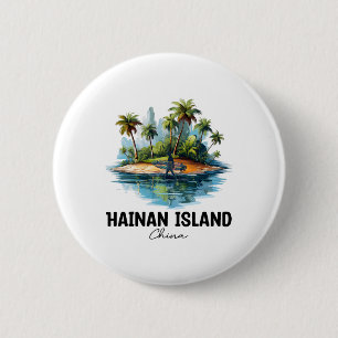 Hainan Island China Surfing Travel, Asia Tourist V 6 Cm Round Badge
