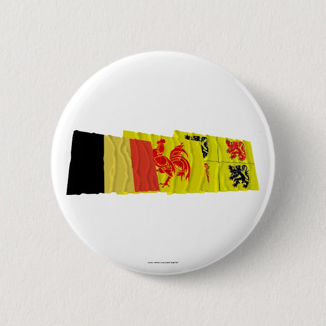 Hainaut Waving Flags Trio 6 Cm Round Badge (Front)