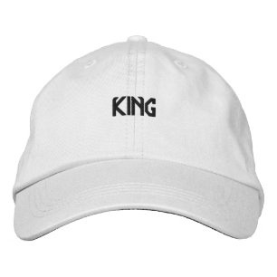 Hair Accessories King Text Name with White Colour Embroidered Hat