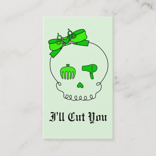 Hair Accessory Skull (Bow Detail - Lime Green #2) Appointment Card (Front)