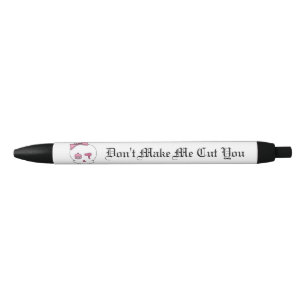 Hair Accessory Skull (Bow Detail Pink w/ Text) Black Ink Pen