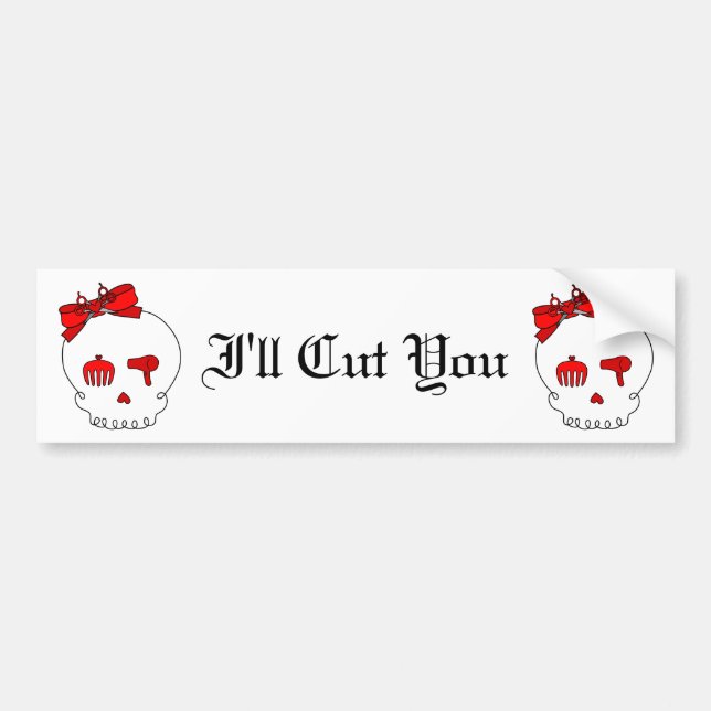 Hair Accessory Skull (Bow Detail - Red) Bumper Sticker (Front)