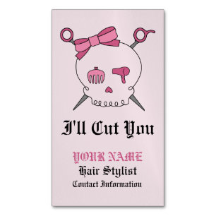 Hair Accessory Skull & Scissors (Pink Version 6) Magnetic Business Card