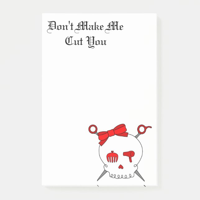 Hair Accessory Skull & Scissors (Red) Post-it Notes (Front)