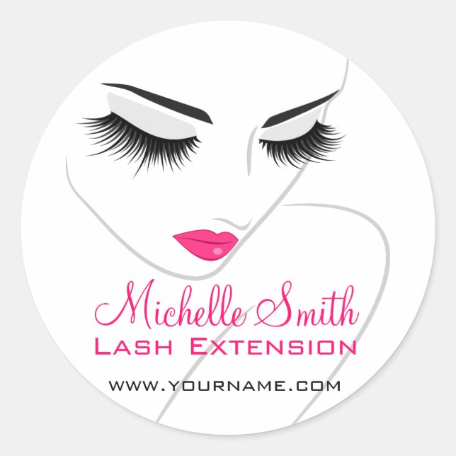 Hair and beauty Lash Extension company branding Classic Round Sticker (Front)