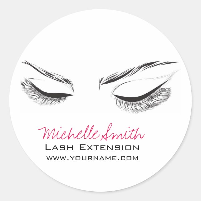 Hair and beauty Lash Extension company branding Classic Round Sticker (Front)
