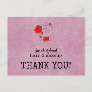 Hair and makeup thank you postcard