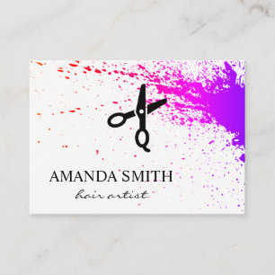 Hair Artistry Expressive Spatter Salon Scissors Business Card