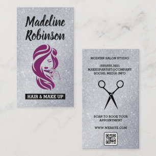 Hair Beauty Face Glitter QR Code Appointment Card