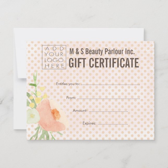 Hair Beauty Salon Gift Certificate Template (Front)