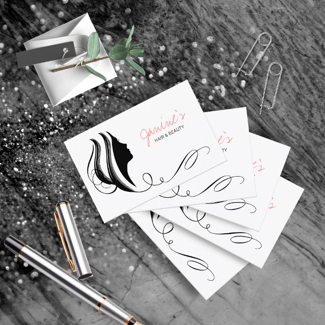 Hair & Beauty Silhouette Black ID873 Business Card (Creator Uploaded)