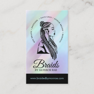 Hair Braider Braid Stylist Hair Salon Holo Business Card