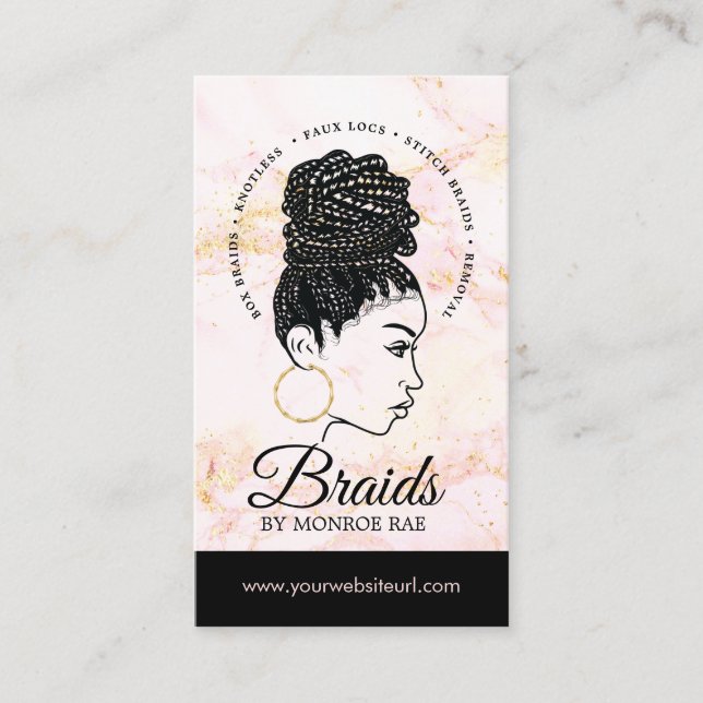 Hair Braider Braiding Salon Braid Stylist  Busines Business Card (Front)