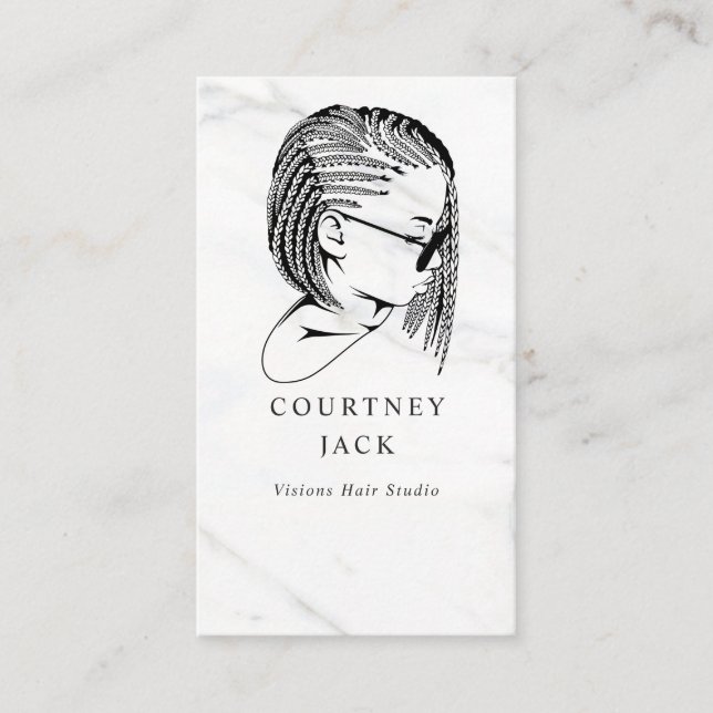 Hair Braider Braids Hairstylist Luxury Marble  Bus Business Card (Front)