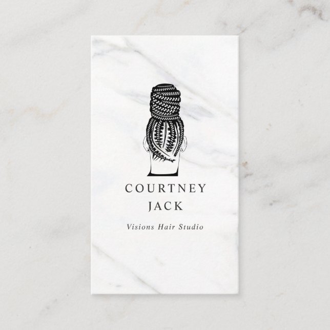 Hair Braider Braids Hairstylist Luxury Marble  Business Card (Front)