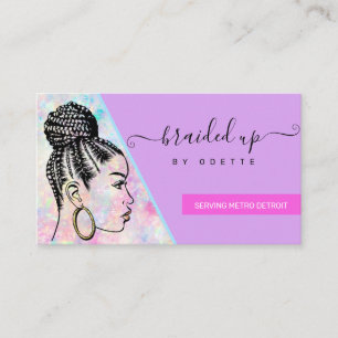 Hair Braider Salon Stylist Modern Holographic Business Card