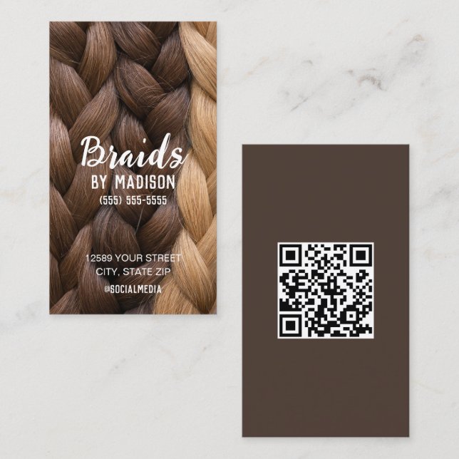 Hair Braiding Custom QR Business Card (Front/Back)