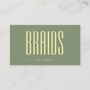 Hair Braiding Sage Green Business Card