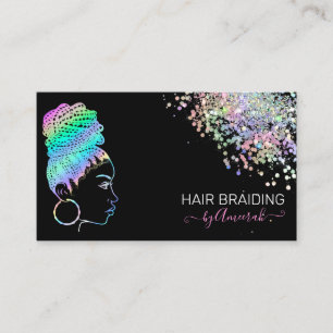 Hair Braiding Stylist Braid Salon Holographic Bus Business Card