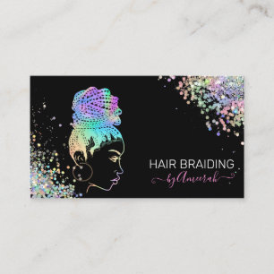 Hair Braiding Stylist Braid Salon Holographic Business Card