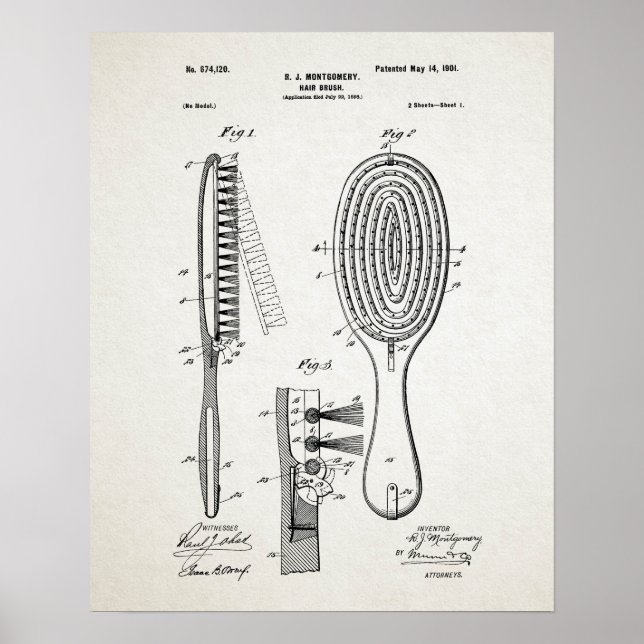 Hair Brush Patent Poster (Front)