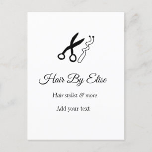 Hair by add name contact info social media website postcard