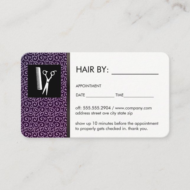 Hair By Appointment Card (Front)