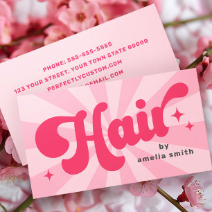 Hair by name retro pink or any colour sunburst  business card