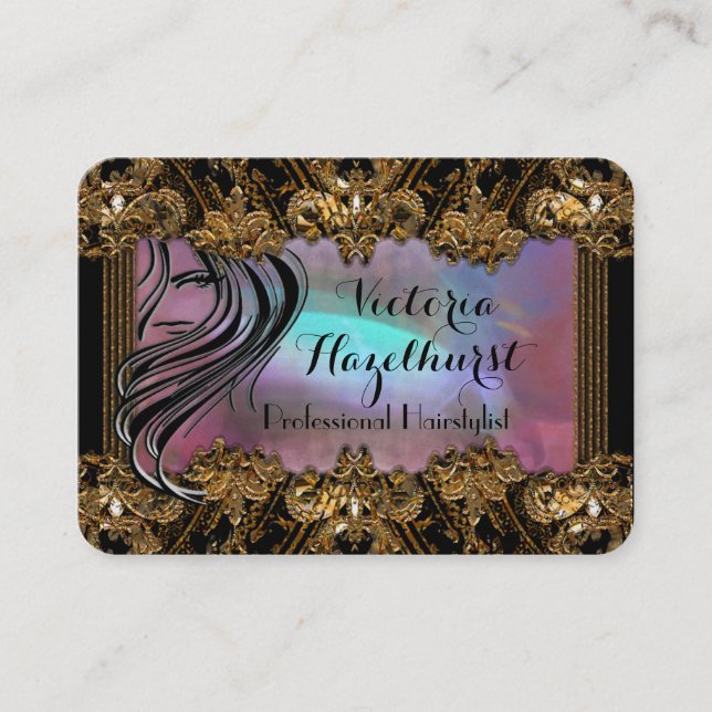Hair Care Elegant Salon Professional Business Card (Front)