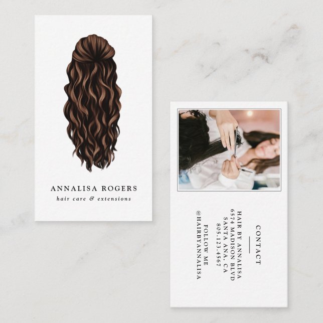 Hair Care, Hairstylist, Extensions Business Card (Front/Back)