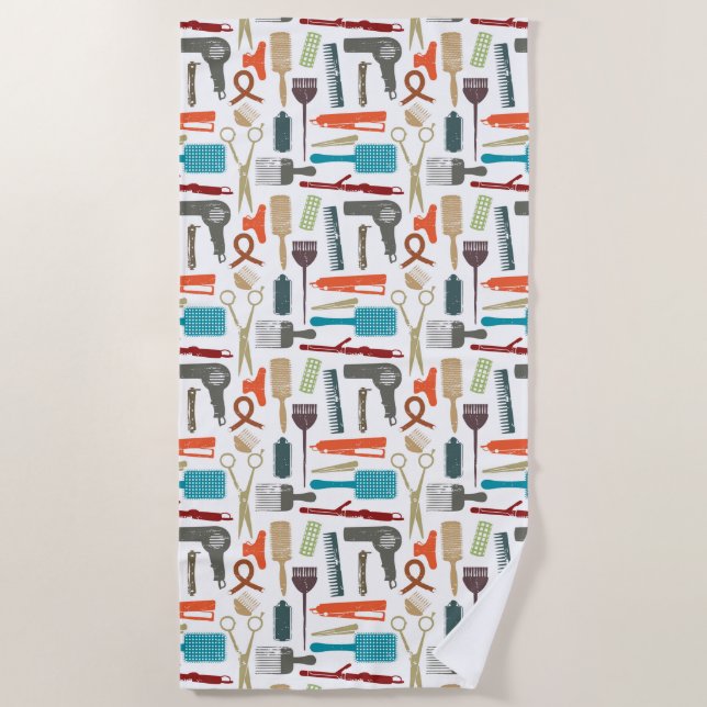 Hair Care Pattern Beach Towel (Front)