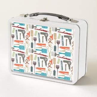 Hair Care Pattern Metal Lunch Box