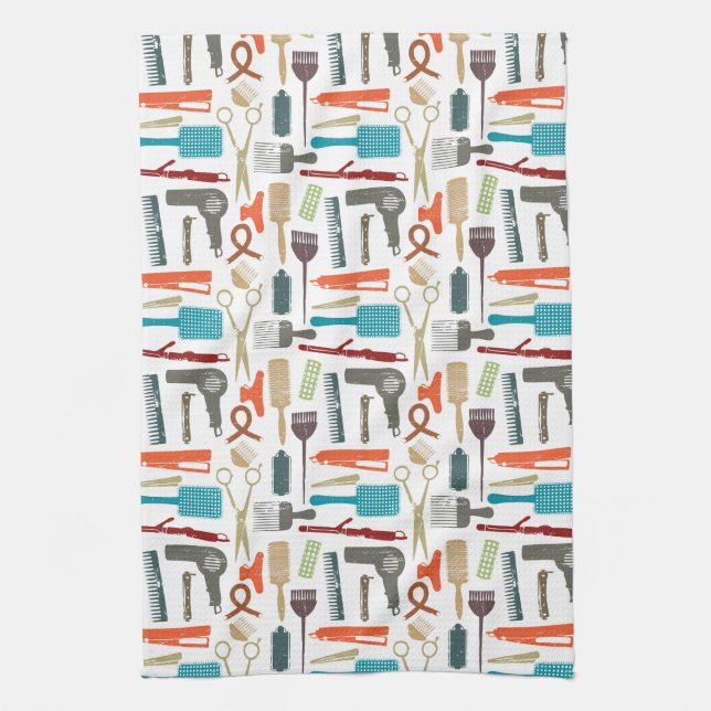 Hair Care Pattern Tea Towel (Vertical)