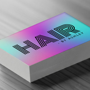Hair Care Professional Modern Neon Pink & Blue Business Card