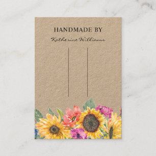 Hair Clip Barrette Display Card Sunflower Floral