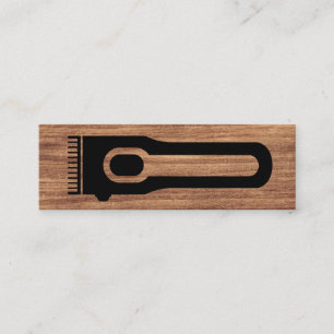 Hair Clipper   Barber Stylist   Wood Grain Mini Business Card
