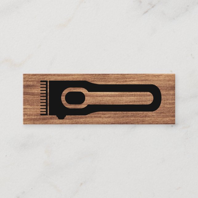 Hair Clipper | Barber Stylist | Wood Grain Mini Business Card (Front)