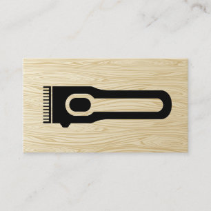 Hair Clipper   Barber   Wood Grain Business Card