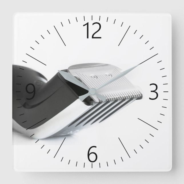 Hair clipper square wall clock (Front)