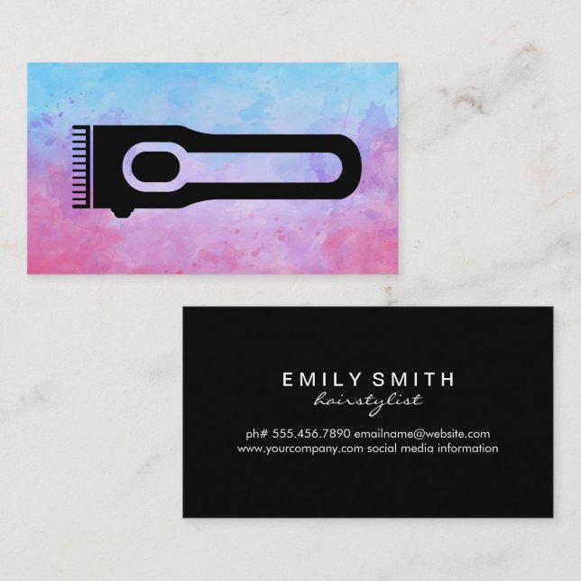 Hair Clipper | Watercolor Artistic Business Card (Front/Back)