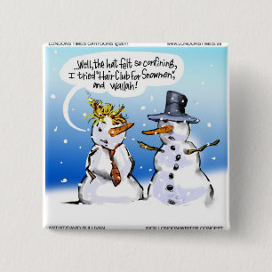 Hair Club For Snowmen Funny Christmas 15 Cm Square Badge