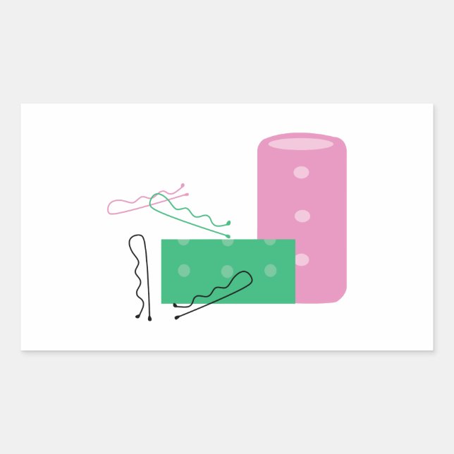 Hair Curlers Rectangular Sticker (Front)
