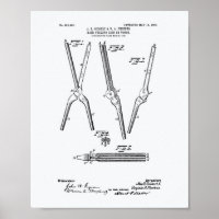 Hair Curling Iron 1907 Patent Art White Paper