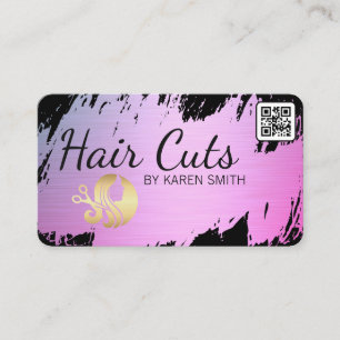 Hair Cuts Gold Brushed Womens Beauty Logo Business Card