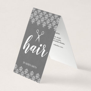 Hair Damask (Grey) Business Card