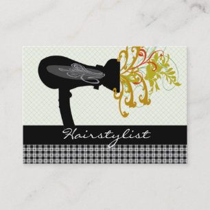 Hair Designer Hairstylist Black Gingham Patterns Business Card