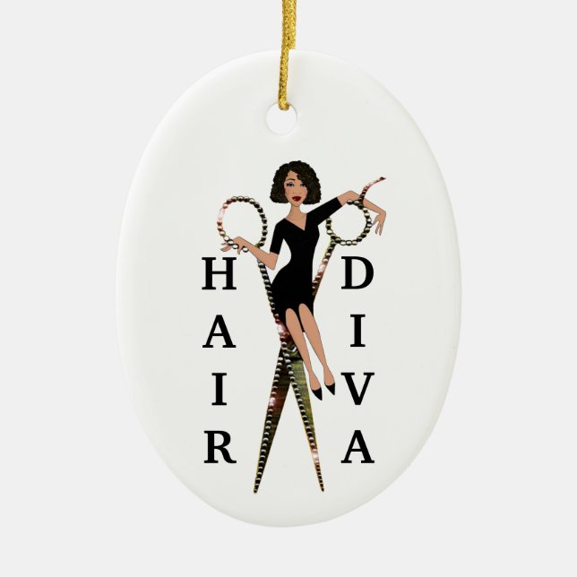 Hair DIVA Ceramic Ornament (Front)